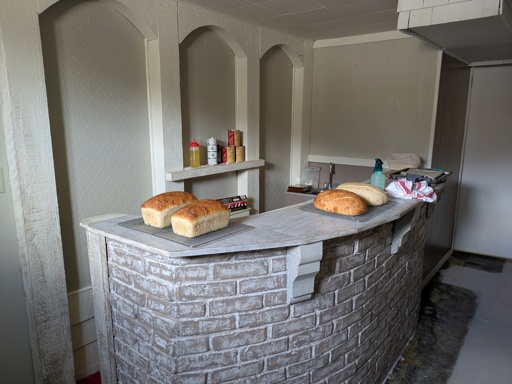 bread on a counter.